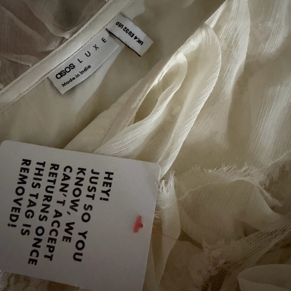 Cream Ruffled Blouse ASOS luxe - Picture 2 of 5